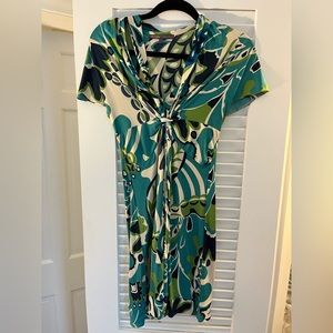 Hale Bob silk knit green blue dress size small s